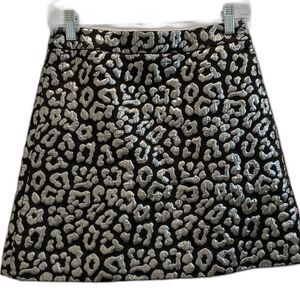 Michael Kors women’s Metallic Silver & Black Leopard Quilted Mini Skirt Size 00